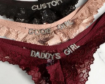 Tanga con nombre personalizado Tanga con nombre personalizado Tanga de encaje con nombre personalizado Tanga personalizado regalo para ella Personalidad Tanga Nombre Lencería Regalos Esposa