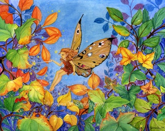 Season's Change- whimsical fairy fantasy nature childrens art illustration