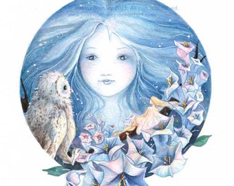 Moon Goddess-5x7, 8x10 or A4 fine art print- fairy fantasy spring wall art