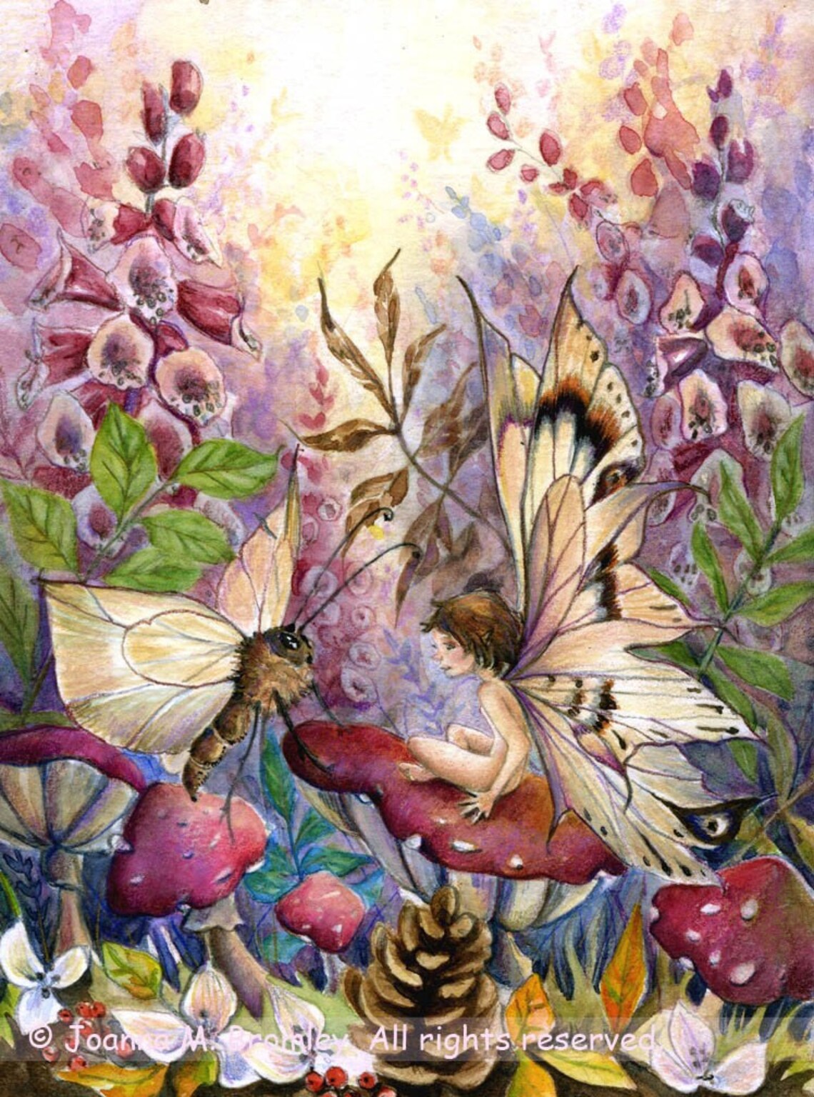 Crimson Foxglove Fairy Fantasy Watercolour Illustration Etsy