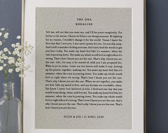 Cadeau d'anniversaire de mariage en coton - Art mural paroles de chansons, 2e anniversaire de mariage, cadeaux en coton pour mari, cadeau d'anniversaire personnalisé