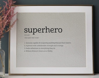 Superhero Dictionary Definition, Fathers Day Gift From Son, Step Dad Gift, Gift For Dad, Dad Gift, Personalised Gift, New Dad Gift