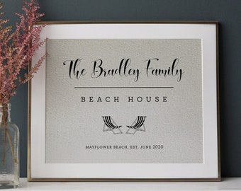 Personalised Beach House Sign • Beach House Gift • Family Home Sign • New Home Gift • Home Decor • Beach Theme Decor