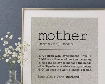 Definition of Mother Fabric Print • Gift for Mum • Personalized Mothers Day Gift for Mum from Daughter • Mother of the Bride Gift • Mum Gift