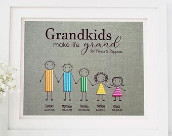 Personalized Grandkids Fabric Print • Grandparent Gift, Home Decor