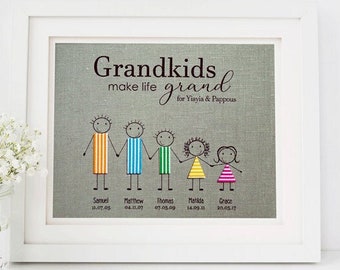 Grandkids Make Life Grand • Gift for Grandparents • Personalised Print • Gift for Grandma • Mother's Day Gift • New Home Gift • Home Decor