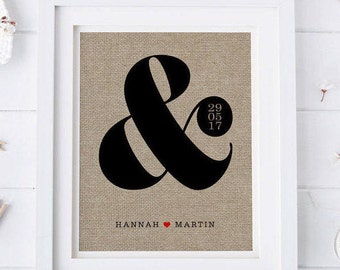 Personalized Giant Ampersand  • Linen Anniversary • Boyfriend Gift • Couples Anniversary Gift • Wedding Gift • Cotton Anniversary