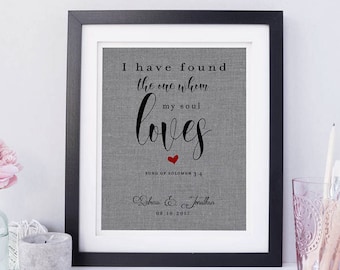 I Have Found The one Whom My Soul Loves • Gift for Husband • Couples Anniversary Gift • Engagement Gift • Gift for Wife • Gift for boyfriend