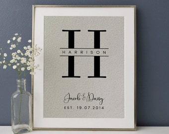 Monogram Personalized Wedding Gift • Newlyweds Gift • Gift for Wife • Cotton Anniversary Gift • Linen Anniversary • 2 Year Anniversary