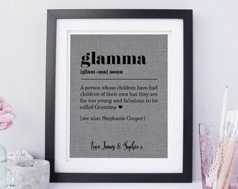 Mothers Day Gift, Glamma Dictionary Definition, Gift For Grandma, New Grandma Gift, Best Grandma Ever, Grandmother Gift, Personalised Gift