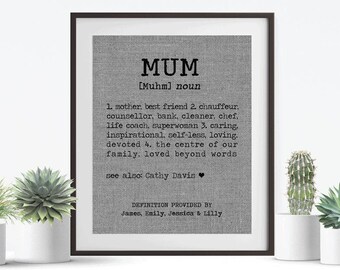 Personalisierte Mama Definition Stoffdruck, Muttertagsgeschenk