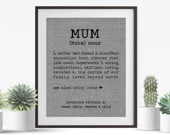 Mothers Day Gift, Definition of Mum Print, Gift For Mom, Mom Birthday Gift, Step Mom Gift, Grandma Gift, Expecting Mom Gift