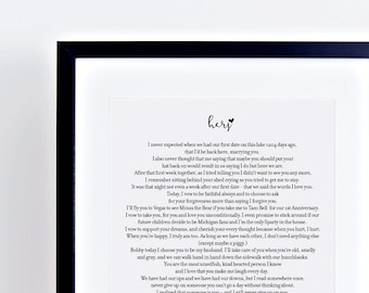 Wedding Vows Print, One Year Anniversary Gift, Paper Anniversary Gift For Wife, Gift For Him, 1st Anniversary, Gift For Her