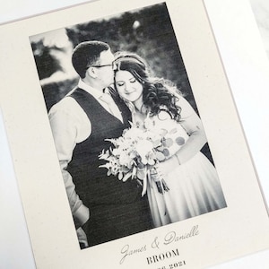 Impresión fotográfica personalizada de boda, regalo de aniversario en lino o algodón para marido/mujer.