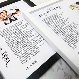 Photo Song Lyrics Print, Wedding Gift, Wedding Photo Print, 1st Anniversary Gift For Him, Paper Anniversary, Gift For Wife, Gift For Husband
