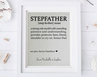 Step Dad Gift, Step Dad Dictionary Definition, Bonus Dad Gift, Fathers Day Gift From Son, Gift From Wife, Personalized Gifts For Dad