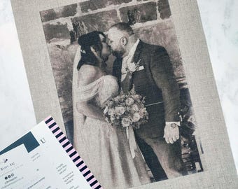 Linen Wedding Photo Print - Custom 4th Anniversary Gift for Husband or Wife
