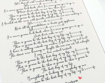 Paroles de chanson personnalisées sur coton - Cadeau personnalisé pour 2e anniversaire de mariage pour mari ou femme, cadeau d'anniversaire de mariage pour lui ou elle