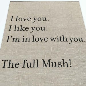 Impresión de texto personalizado en algodón o lino: regalo romántico de aniversario para parejas, regalo de aniversario personalizado: 2.º, 4.º y 12.º aniversario.