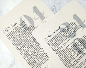 Personalized Song Lyrics Print – Cotton Anniversary Gift, Custom Names & Date