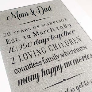 25th Anniversary Gift For Parents, Silver anniversary gift, Ruby wedding anniversary, 25 Year wedding anniversary, 30th Anniversary gift