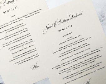 Personalized Wedding Vows Print - Cotton / Linen  Anniversary Gift for Husband or Wife