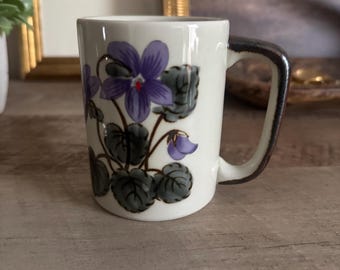 Taza de café floral: asa esmaltada, taza de té o expositora