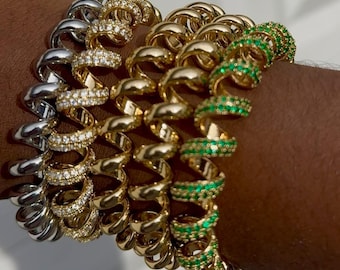 Onion Ring Bracelet with White Zircons