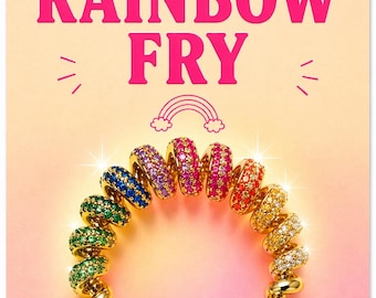 Anillo Rainbow Curly Fry: Joyería llamativa de latón chapado en oro
