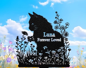 Placa Memorial Personalizada para Gatos, Placa de Metal para Jardim, Presente para Perda de Animal de Estimação