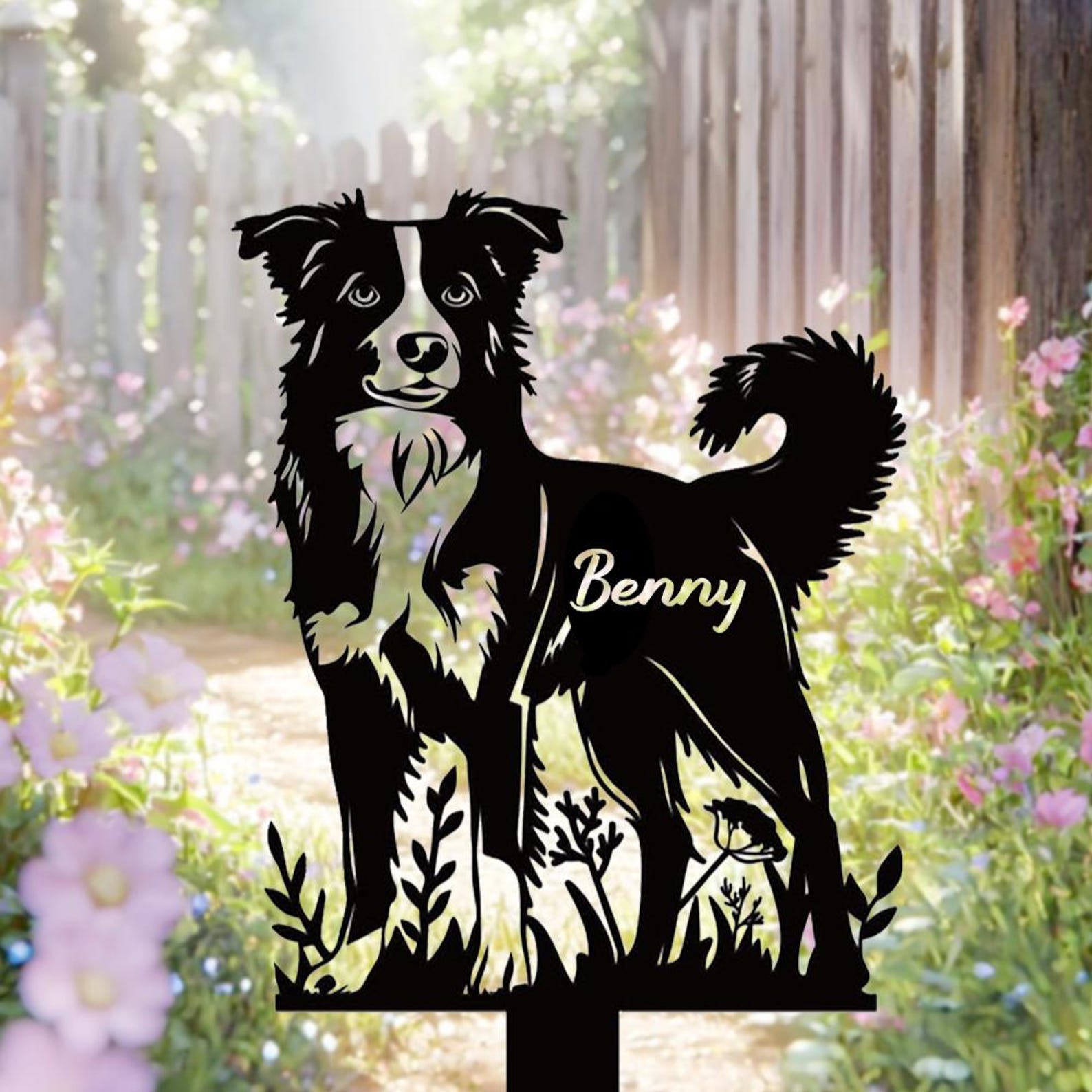 Lápida Conmemorativa Para Perro – Pizarra Grabada Con Láser (10x10 Cm) + Soporte, Personalizable