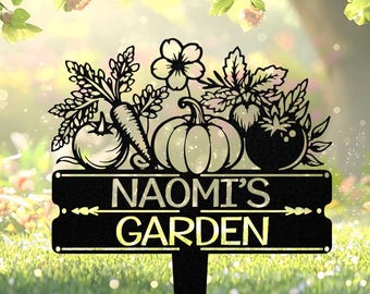 Custom Vegetables Garden Stake, Personalized Metal Garden Sign, Yard Signs, Garden Decor, Family Name Sign, Gift for Gardener, Mom, Dad