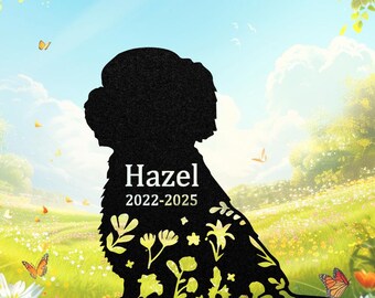 Placa conmemorativa personalizada para Shih Tzu, letrero floral para jardín de perros