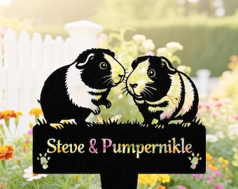 Personalized Guinea Pig Memorial Plaque, Metal Pet Grave Marker, Small Pet Headstone, Garden Decor, Sympathy Gift, Name Signs, Pet Loss Sign