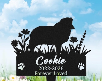 Paletto commemorativo personalizzato per Shetland Sheepdog, lapide per Sheltie, targa commemorativa per cani, decorazione per cimitero, regalo per la perdita di un cane, decorazione per giardino