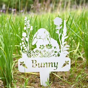 Personalized Rabbit Memorial Gift, Custom Lop Rabbit Sign, Bunny Garden Decor, Metal Pet Memorial Plaque, Bunny Loss Gift, Cemetery Stake