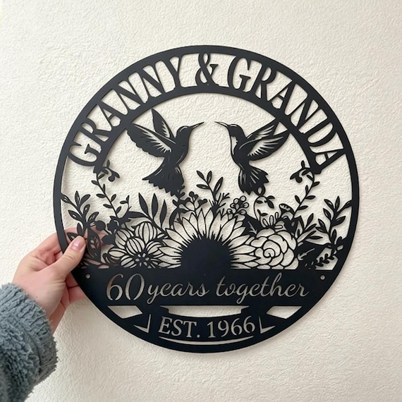 Custom 60th Anniversary Gift for Parents, 60 Year Anniversary Sign, Mom Dad Diamond Anniversary, 60th Wall Signs, Wedding Anniversary Gifts