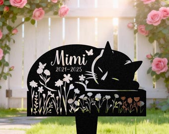 Custom Cat Memorial Plaque, Cat Loss Gifts, Cat Metal Sign, Sleeping Cat Garden Decor, Pet Memorial Gift, Remembrance Stake, Yard Signs