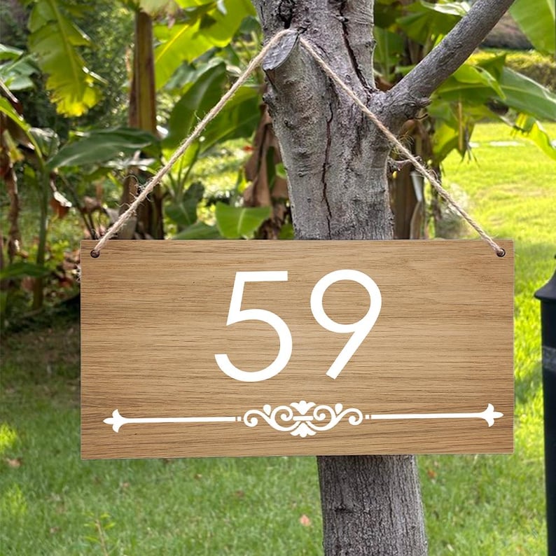 Personalized Hanging Address Sign, House Number Sign, Wooden Sign ...