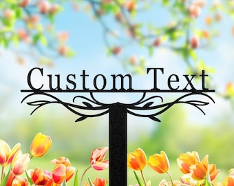 Letrero metálico personalizado para jardín, arte de jardín con nombre familiar personalizado