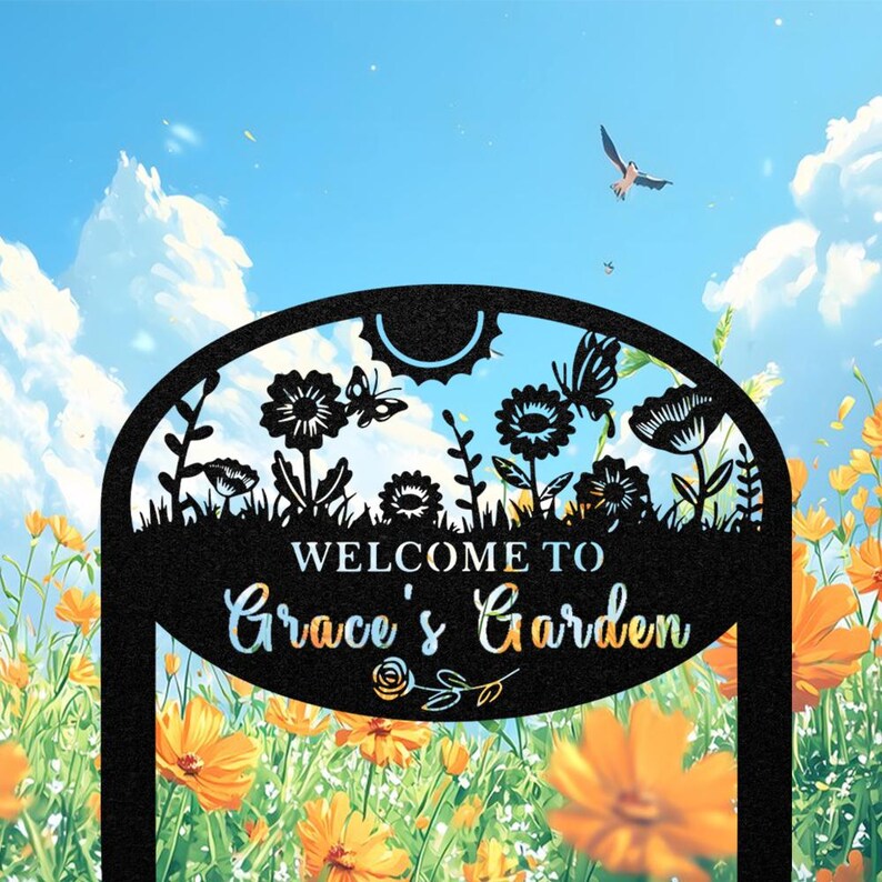Personalized Metal Garden Sign, Custom Name, Weather Resistant Decor - Etsy