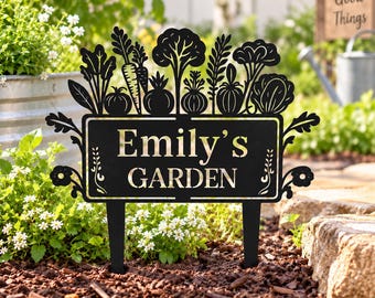 Personalisiertes Gemüsegarten-Schild, Gartengeschenke, Zuteilungsschild, kundenspezifisches Metallgarten-Namensschild, Gartendekoration, Veggie Patch-Schild