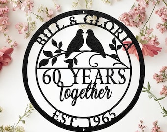 Personalized Lovebirds Metal Anniversary Sign, 60th Anniversary Gift