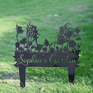 Personalized Fairy Garden Metal Sign, Fairy Garden Decor, Outdoor Yard Decor, Garden Art, Gardener Gift, Welcome Garden Sign, Name Sign