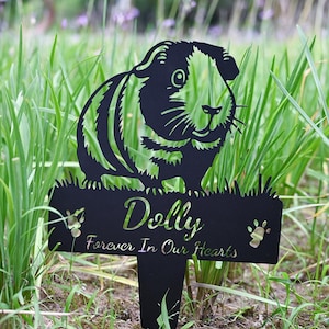 Guinea Pig Memorial Plaque, Custom Guinea Pig Name Sign, Garden Decor, Metal Small Pet Grave Marker, Guinea Pig Headstone, Pet Loss Gift