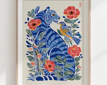 Korean Tiger Minhwa Print: Feng Shui Pop Art Poster (Digital Download)