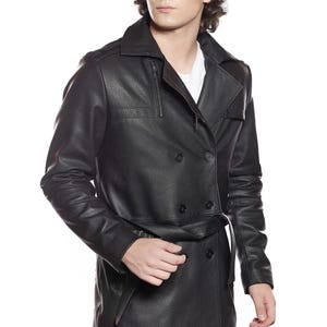 Bonno Men’s Black Leather Coat – 100% Real Leather | Timeless Mid-Length Outerwear