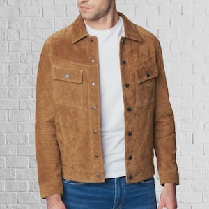 Men’s Tan Sheepskin Suede Biker Jacket – Handmade Leather Outdoor Designer Coat | outdoor fashion wear party wear jacket Gift for Him