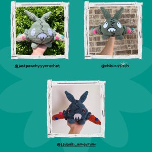 May include: The image showcases three crocheted figures, each framed within a white border against a teal background. The text "TESTER APPRECIATION" is at the top. Each figure has a unique design, with variations in color and style, and are likely handmade.