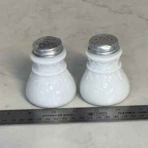 Antique EAPG Milk Glass Salt and Pepper Shakers